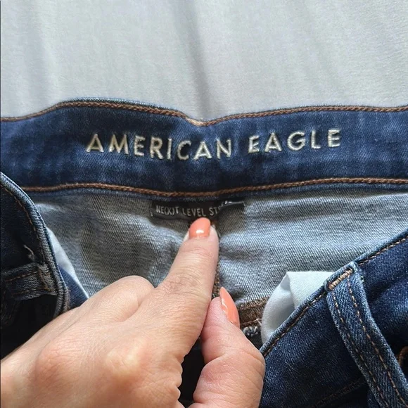 American Eagle Outfitters Blue Distressed Jean Shorts - Picture 2 of 6